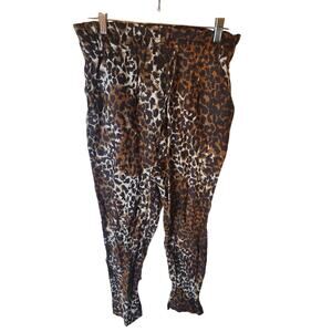 Veronica Beard Oksana Linen Leopard Print Pants, Size 6